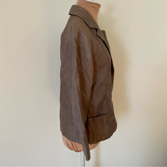 Vince Womens Brown Leather Snap Closure Blazer Jacket V0550-90092 Size 2 - Picture 4 of 10